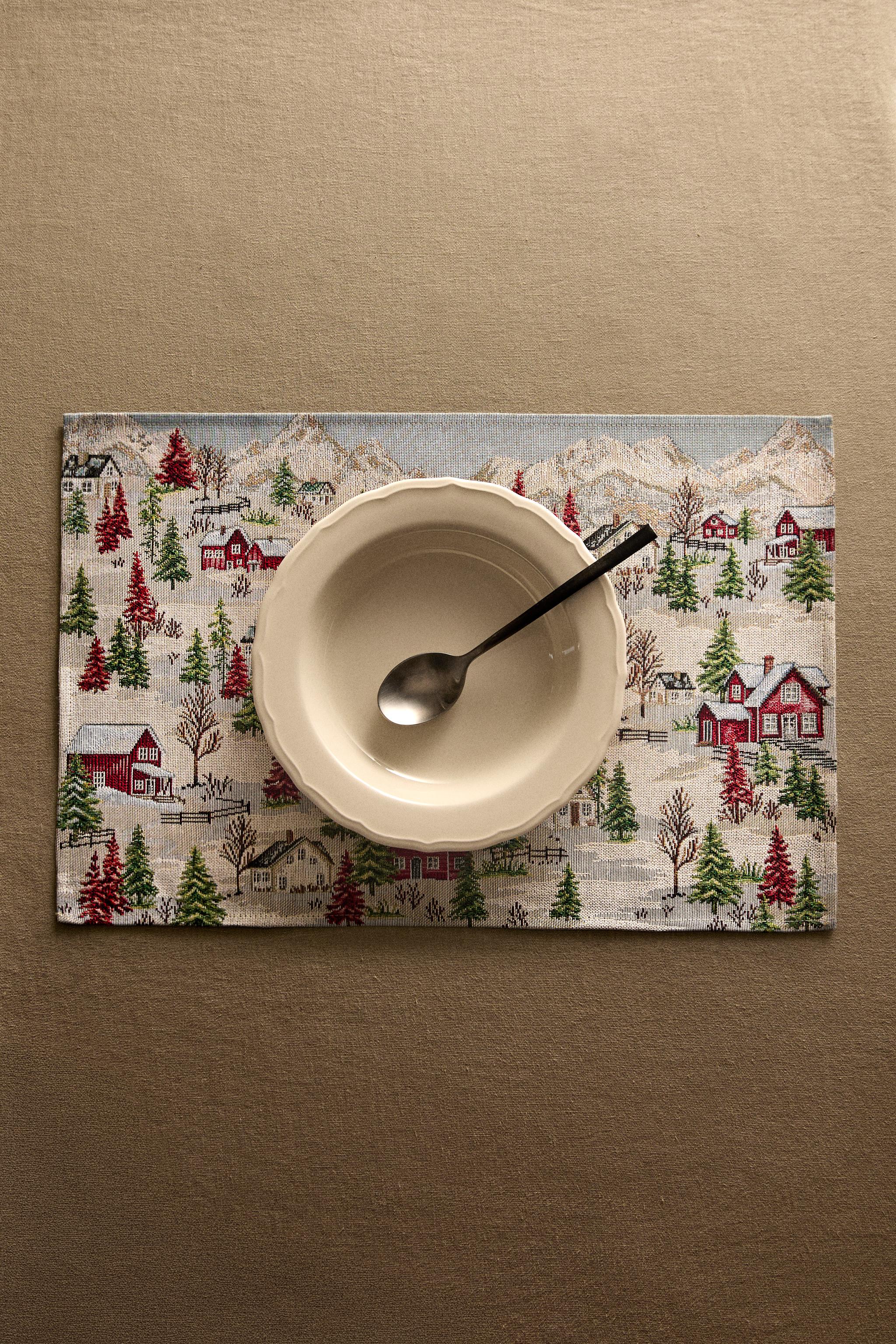 SET DE TABLE JACQUARD NEIGE NOËL